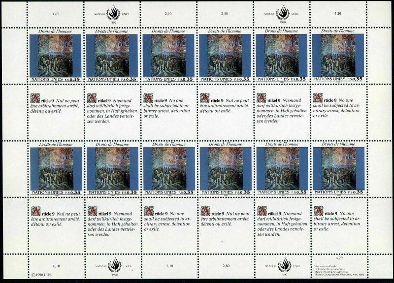 UN Geneva 193-194 sheets,MNH.Mi 192-193. Declaration of Human Rights,1990.Art.