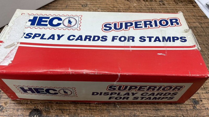 HEC Display Cards for Stamps, style GK 102BK, Opened box of 700, Unused.