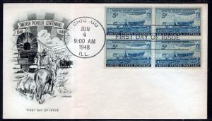 US 958 Swedish Pioneers Block of Four Artmaster U/A FDC