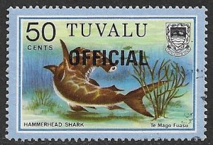 TUVALU 1981 50c Hammerhead Shark OFFICIAL Sc O15 VFU