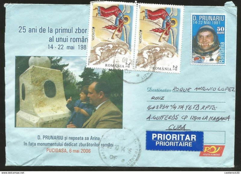 J) 2015 ROMANIA, ANGELS, SPACE, ASTRONAUT, D. PRUNARIU AND I NEPOSA TO ARINA IN  