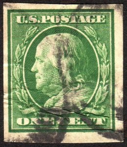 1911, US 1c, Franklin, Used, crease, Sc 383