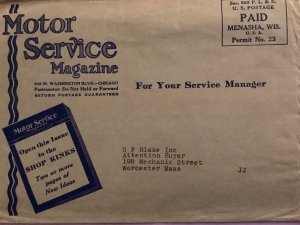 U.S. Motor Service Magazine Chicago Pre Paid Stamp Cover R50815