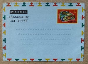Ghana 1967 9np Chameleon aerogramme, unwatermarked. H&G F-G8a