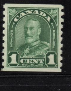 Canada Sc 179 1930 1c green GV coil stamp mint NH