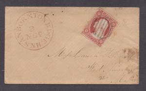 **US 19th Century Cover, SC# 11a (VF), Sanbornton Bridge, NH, Red 11/2 CDS, DPO2