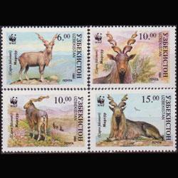 UZBEKISTAN 1995 - Scott# 64-7 WWF-Markhors Set of 4 NH