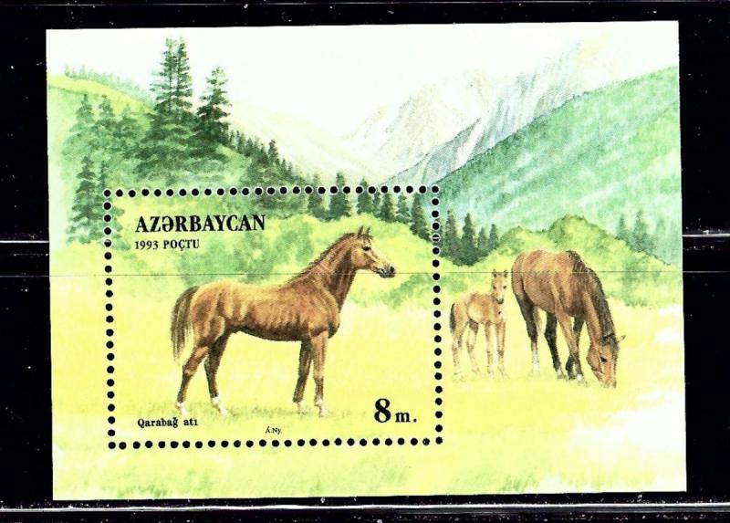 Azerbaijan 362A MNH 1993 Horses souvenir sheet