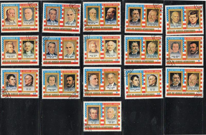 EQUATORIAL GUINEA  1975 AMERICAN PRESIDENTS SET 16  MINT  VF NH  O.G CTO  (EQ15)