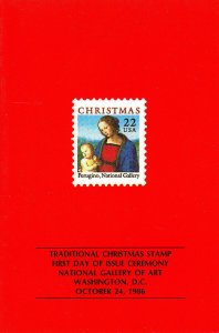 USPS First Day Ceremony Program #2244 Christmas Perugino Madonna 1986