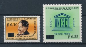 [116198] El Salvador 1974-1975 2 Stamps OVP in new value  MNH