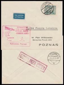 POLOGNE / POLAND 1929 (June 1) SCARCE 1st Air Mail Flight Cover KATOWICE-POZNAN