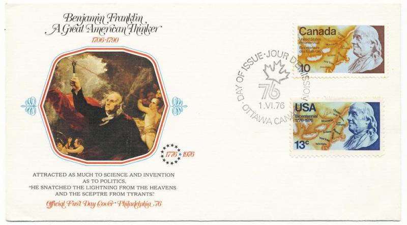 Canada First day cover #691, US Bicentennial