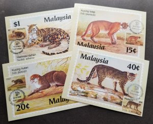 Malaysia Protected Wildlife 1987 III Tiger Cat Leopard Fauna (maxicard) *toning