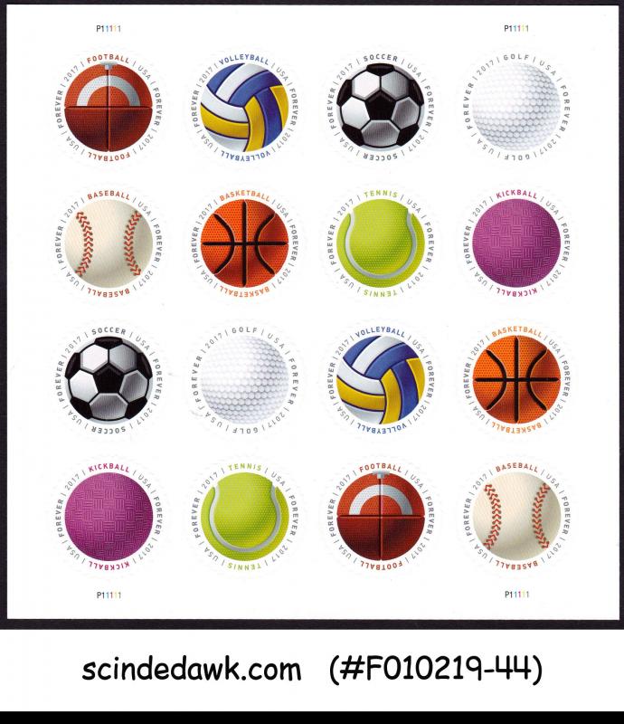 UNITED STATES - 2017 SPORTS BALLS - SHEETLET MNH SELF-ADHESIVE