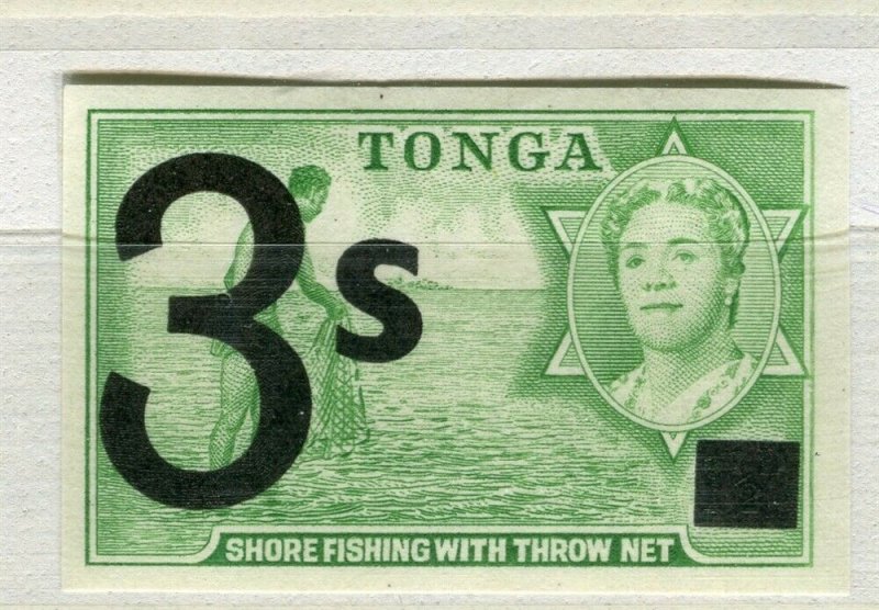 TONGA; 1969 early Emergency Provisional Imperf MINT MNH 3s. issue