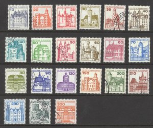 Germany Sc# 1231-1242 (1308-1315) Used (b) 1977-1982 10pf-300pf Castles