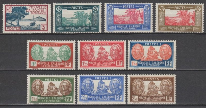 New Caledonia,  1939, Lot of 10, YVERT # 180/189, VF MLH*