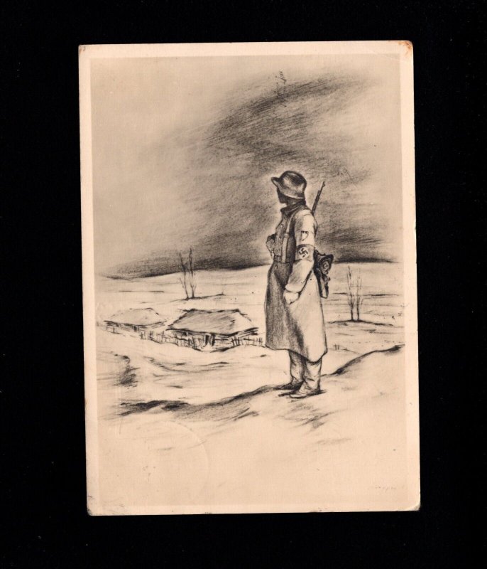 Germany WWII Loeffler Art RAD Fieldpost Ostfront Russia Guard 1943 Postcard 6b