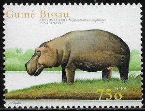 Guinea-Bissau Michel's #2007 MNH Stamp - Hippo - Hippopotamuses