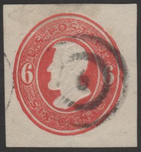SC#U181 6¢ Lincoln Cut Square (1874) Used