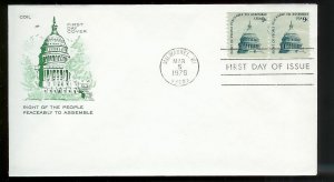UNITED STATES FDC 9¢ Capitol Bldg Coil Pair 1976 Farnam