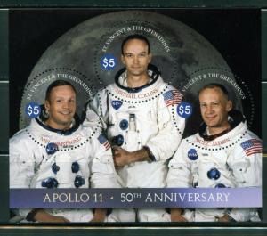ST. VINCENT GRE 2019 APOLLO 11 50th ANNIVERSARY SHEET  MINT NH