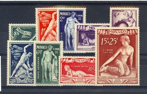 Monaco 1948 Scott 209-213, CB11-CB14 FJ Bosio MH