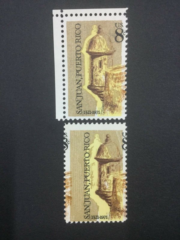 MOMEN: US STAMPS #1437 VAR. 2 COLOR SHIFTS MINT OG NH LOT #41263