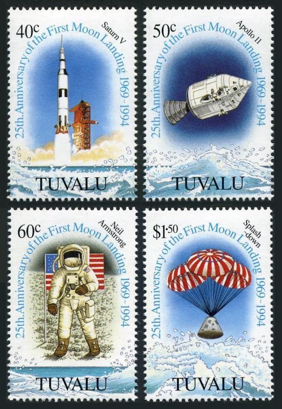 Tuvalu 680a-680d, MNH. Michel 701-704. 1st Manned Moon Landing, 25th Ann. 1994.