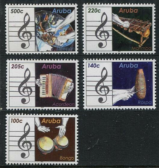 HERRICKSTAMP NEW ISSUES ARUBA Sc.# 522-26 Musical Instruments