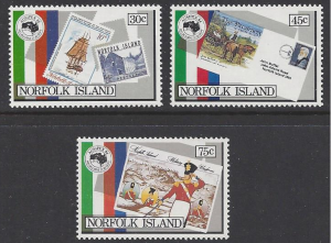 Norfolk Island #344-46a MNH set, AUSIPEX 84 in Melbourne, issued 1984