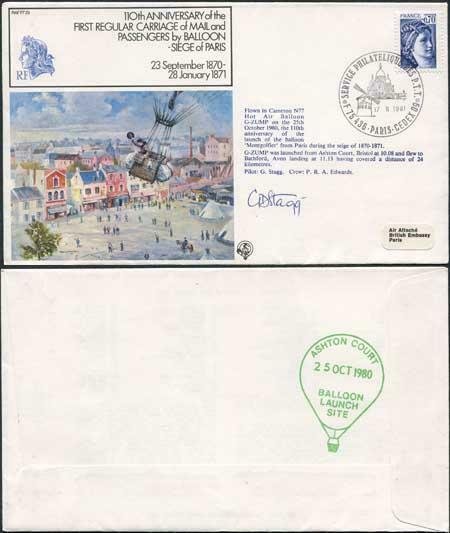 FF25b 1st Regular Carriage of Mail and Passengers by Balloon Pilot Signed (A)