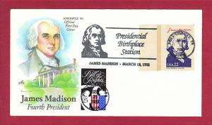 1986/89 22c James Madison & 25c Bill of Rights, Combo on FDC