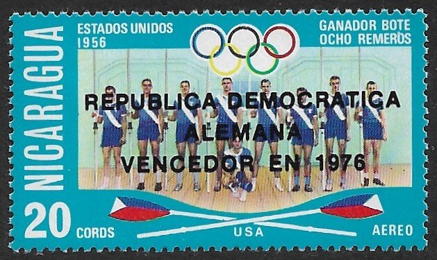 NICARAGUA 1976 DDR EAST GERMANY WINNERS Olympics Airmail Issue Sc C905var MNH