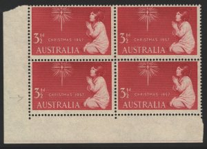 Australia Sc#306 MNH Block of 4 - Re-Entry Variety