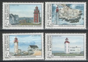 St Pierre & Miquelon 1992, Lighthouses, Scott # 580a-d, VF-XF MNH** (R-4)