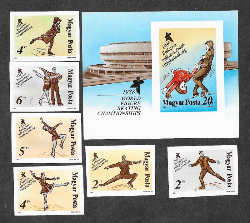 Hungary 3111-3117 Mint NH MNH Figure Skating Championships Imperf!