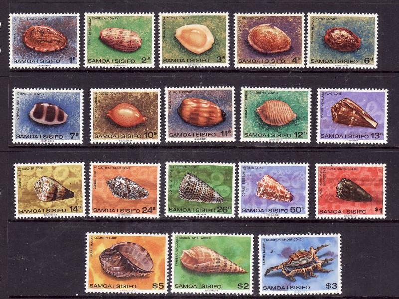 Samoa-Sc#478-94A-Unused NH set-Cowrie shells-Marine Life-1978-80-please note the