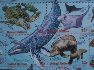 U.N. STAMP: 1998- SC #.734-INTERNATIONAL YEAR OF THE OCEAN: MNH NEW YORK SHEET