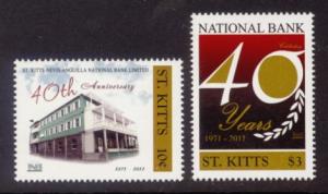 St. Kitts Sc# 803-4 MNH 40th Anniversary National Bank