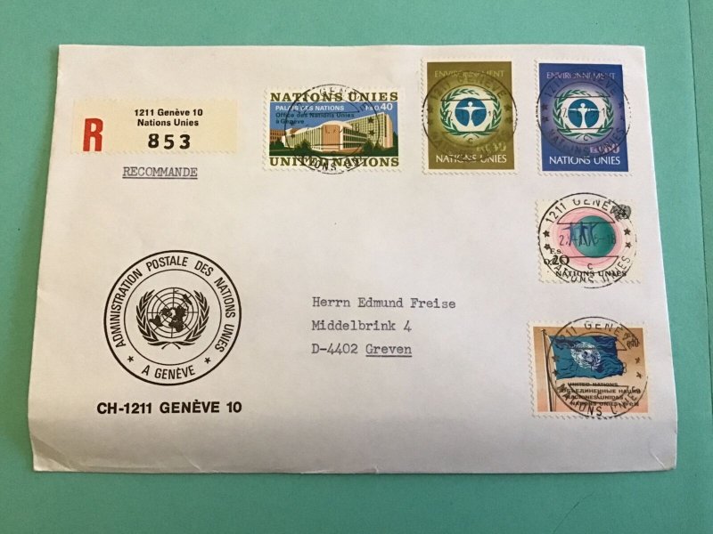 United Nations Geneva Registered 1975  Stamp Cover R42789