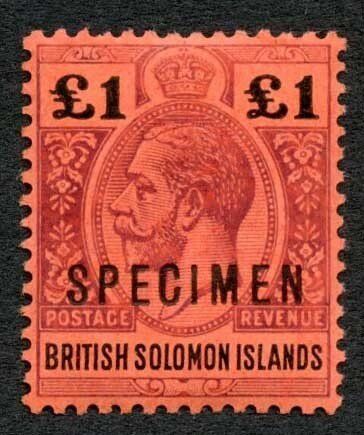 British Solomon Is SG38s KGV One Pound Opt SPECIMEN SUPERB M/Mint
