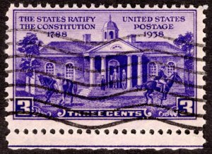 1938, US 3c, Constitution Ratification, Used, Sc 835