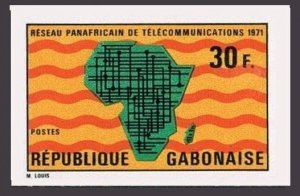 Gabon 271 imperf,MNH.Michel 424B. African Telecommunication System,1971.Map.