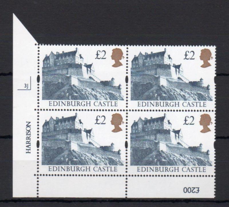 £2 CASTLES UNMOUNTED MINT PLATE 3J BLOCK Cat £42