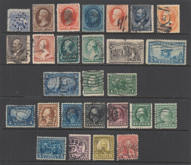 US Sc 114//590 used 1869-1923 issues, 24 different w/ small faults