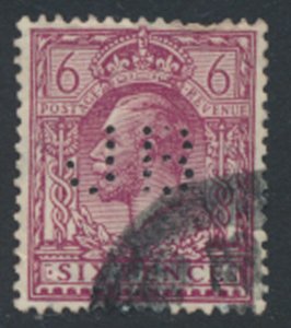 GB   SG 426a   SC#  195  Perfin  Used  see detail & scans