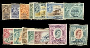 Cyprus #183-197 Cat$152.50, 1960 QEII, complete set, never hinged