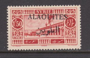 Alaouites, Sc 31b MLH.  1925 BLACK overprint on 1.50f rose red, VLH, VF.